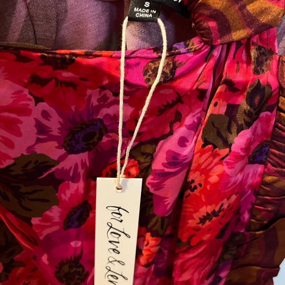 *NWT For Love & Lemons Rita Midi Dress Funky Floral Asymmetrical Size S Cut Out - Picture 5 of 7